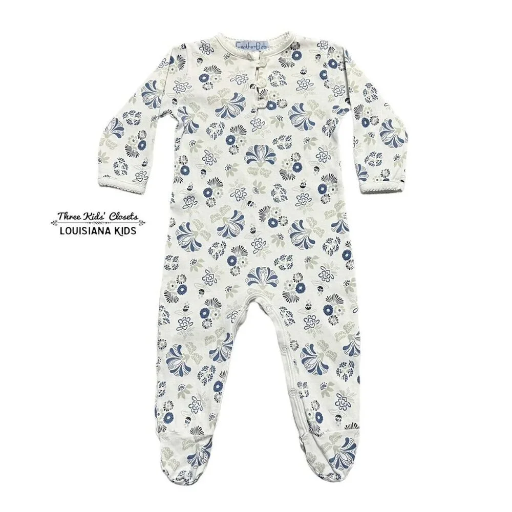 Feather Baby 3-6m Floral Pima Cotton Footie Sleeper